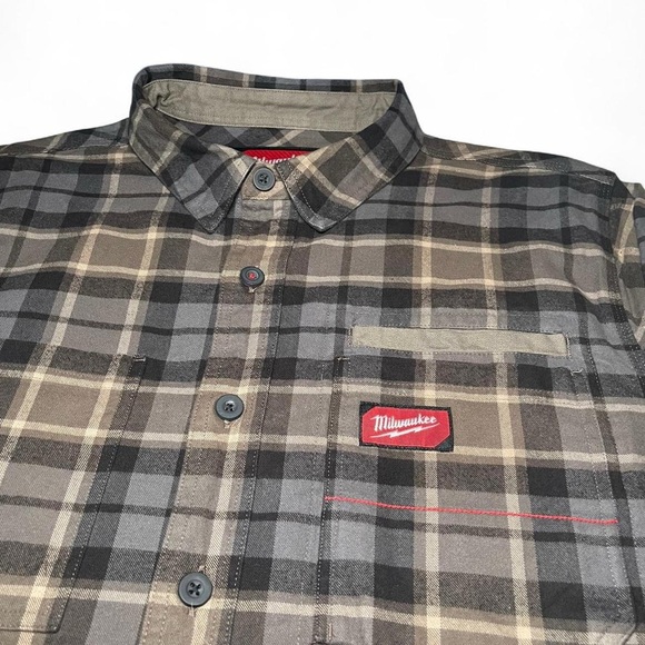 NWOT! Milwaukee Gridiron Brown & Grey Plaid Thick Twill Outdoors Shirt Size M - Picture 6 of 16